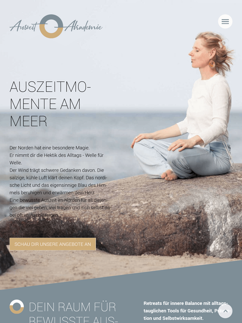 Tabletansicht der Auszeitakademie für Auszeiten am Meer