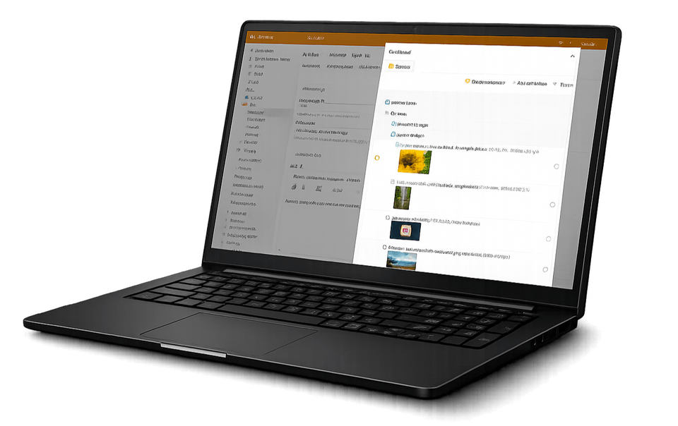 3D-Modell eines Laptops mit dem Contao-Backend im Display